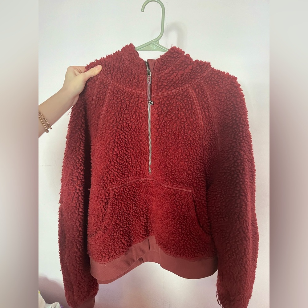 Lululemon maroon Oversized Sherpa Scuba half zip